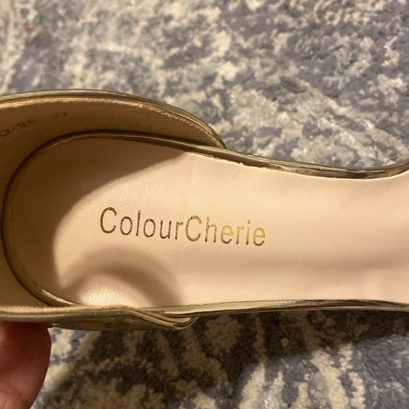 Colour Cherie Gold And Clear Women's Stiletto Heeled Sandals Size 37 - Picture 6 of 8